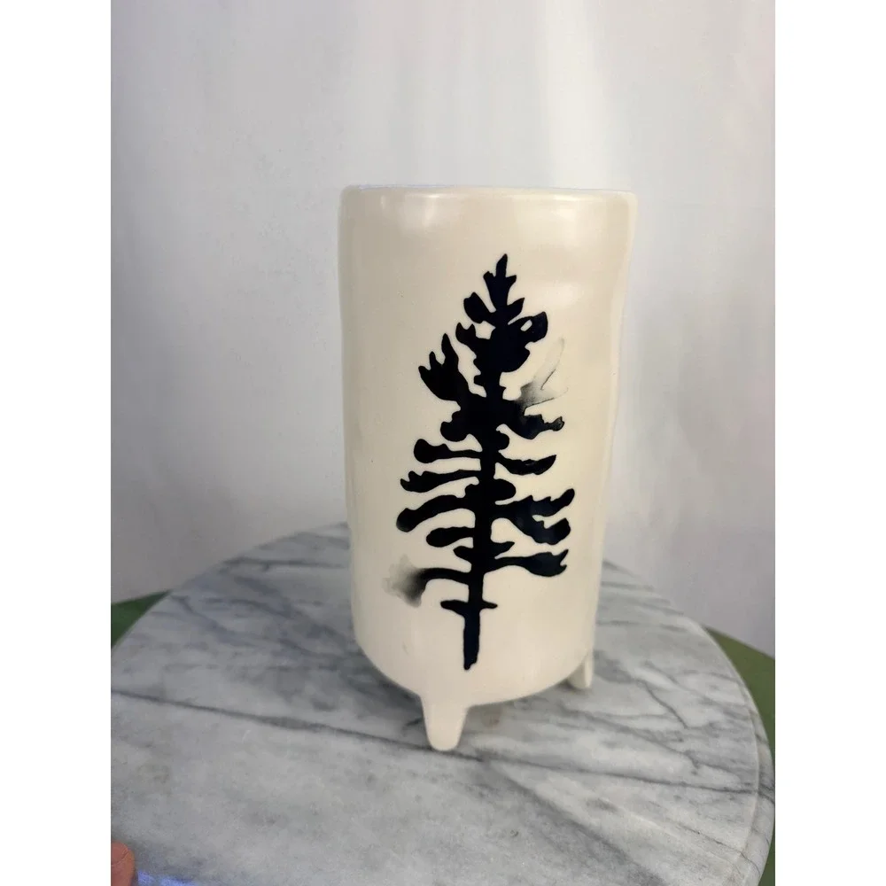 Modern Ceramic Pine Tree Footed Vase Planter 8.5